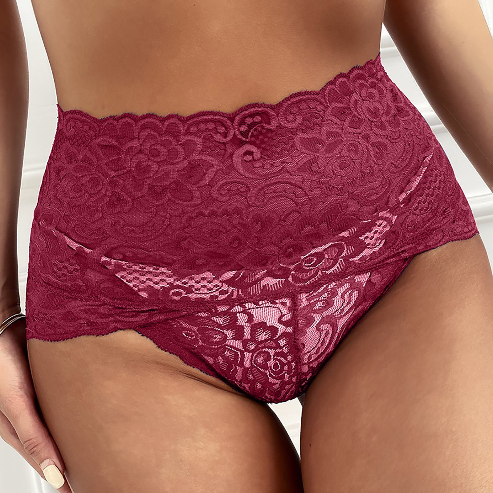 Lopecy-Sta Ladies Sexy Temptation Underwear High Waist Lace Hips Breathable Sexy  Panties Discount Clearance Underwear Women Mother's Day Gifts Wine 