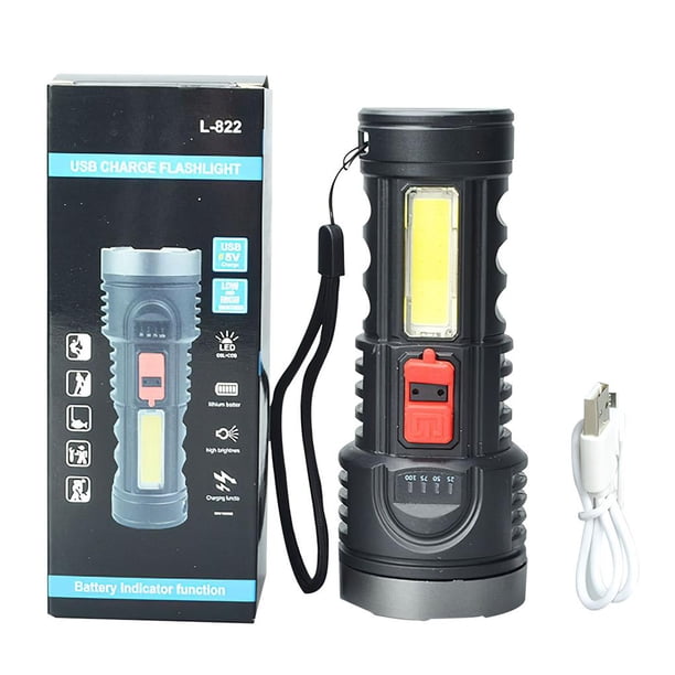 Potente Linterna Disipación De Calor Linterna De Plástico Pantalla Eléctrica Led Carga Usb Luz Lateral Cob Con Interruptor Multifunción Para Luces De Emergencia En El Hogar Camping Al Aire Libre Scienceny HA020678-00