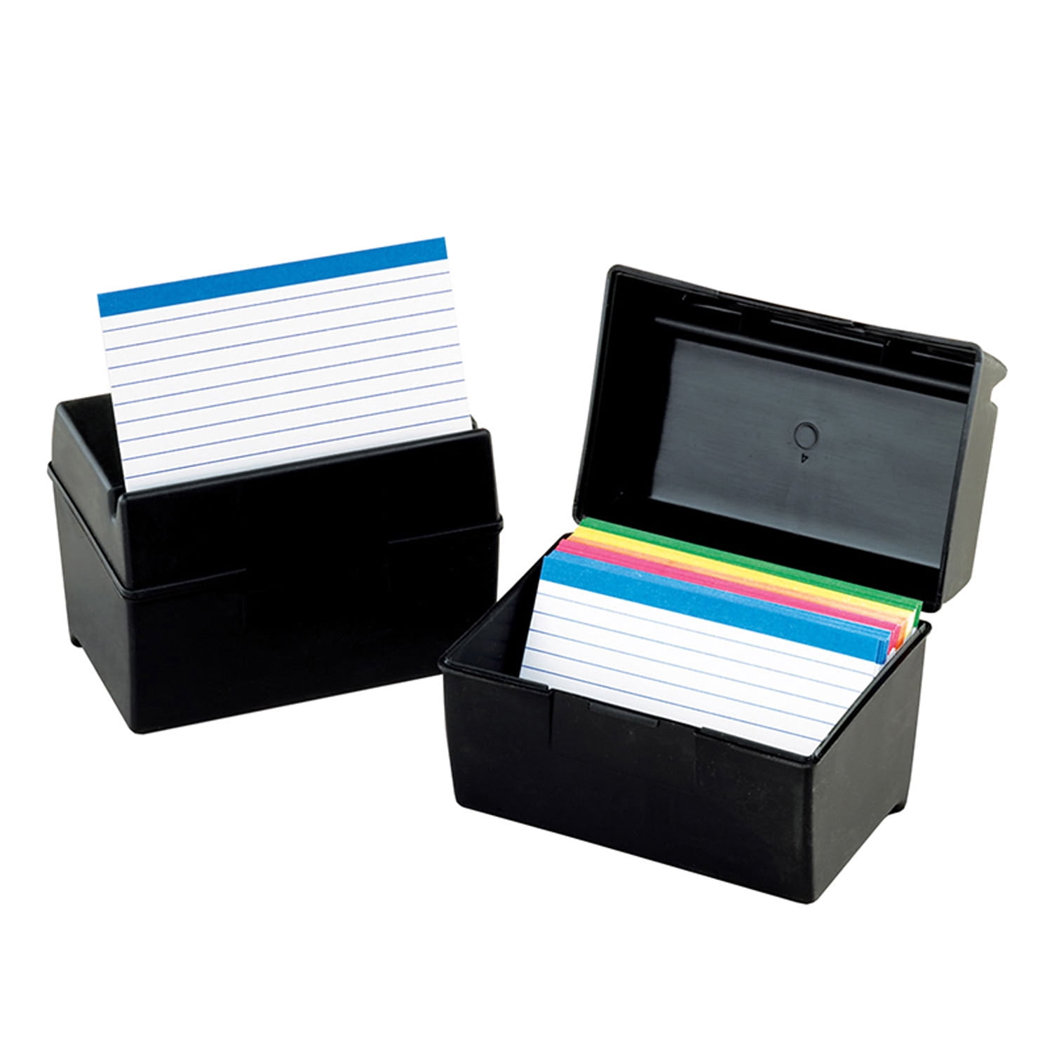 Oxford Plastic Index Boxes, 3 X 5, 300 Cards Capacity, Black, Pack of 6