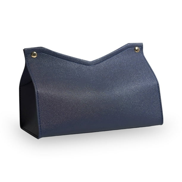 Forma en V PU Bolsa de almacenamiento de tejido de cuero reutilizable reutilizable gran capacidad de gran capacidad toalla dispensador contenedor sala de estar oficina azul Inevent HA012046-02