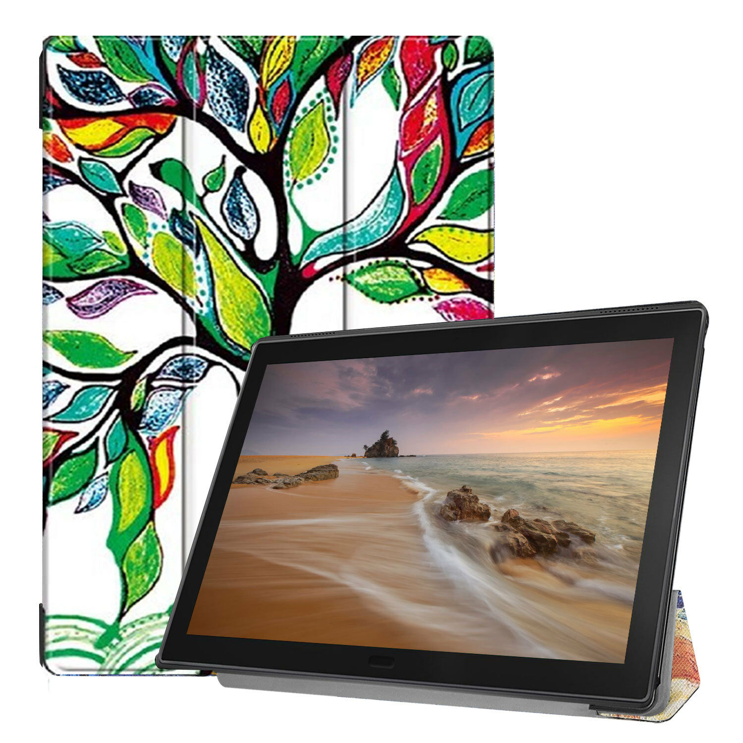 Lenovo Tab E10 Case, EpicGadget Slim Lightweight Smart Case Tri fold