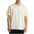 thumbnail image 3 of UVEASISHA Men's Big and Tall Short Sleeve T-Shirts Summer Casual Notch V Neck Basic Tees Solid Color Regular Fit Workout Tshirts Cozy Soft Pullover Beige 5XL, 3 of 6