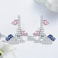 thumbnail image 2 of 925 Sterling Silver France Eiffel Tower Pink Topaz For Women Earrings for Women/Mom/Sister, 2 of 6