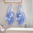 thumbnail image 4 of Blue Wide Stripes Coconut Trees Hand Towel Absorbent Bath Towels for Bathroom Sports Gym 28" x 14" Set of 2, 4 of 8