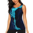 thumbnail image 2 of Picia Blue Marble And Gold Pattern Women's Workout Tank Top,Breathable Activewear,Slim Fit Athletic Top,Versatile Workout Moisture-wicking top-Medium, 2 of 9