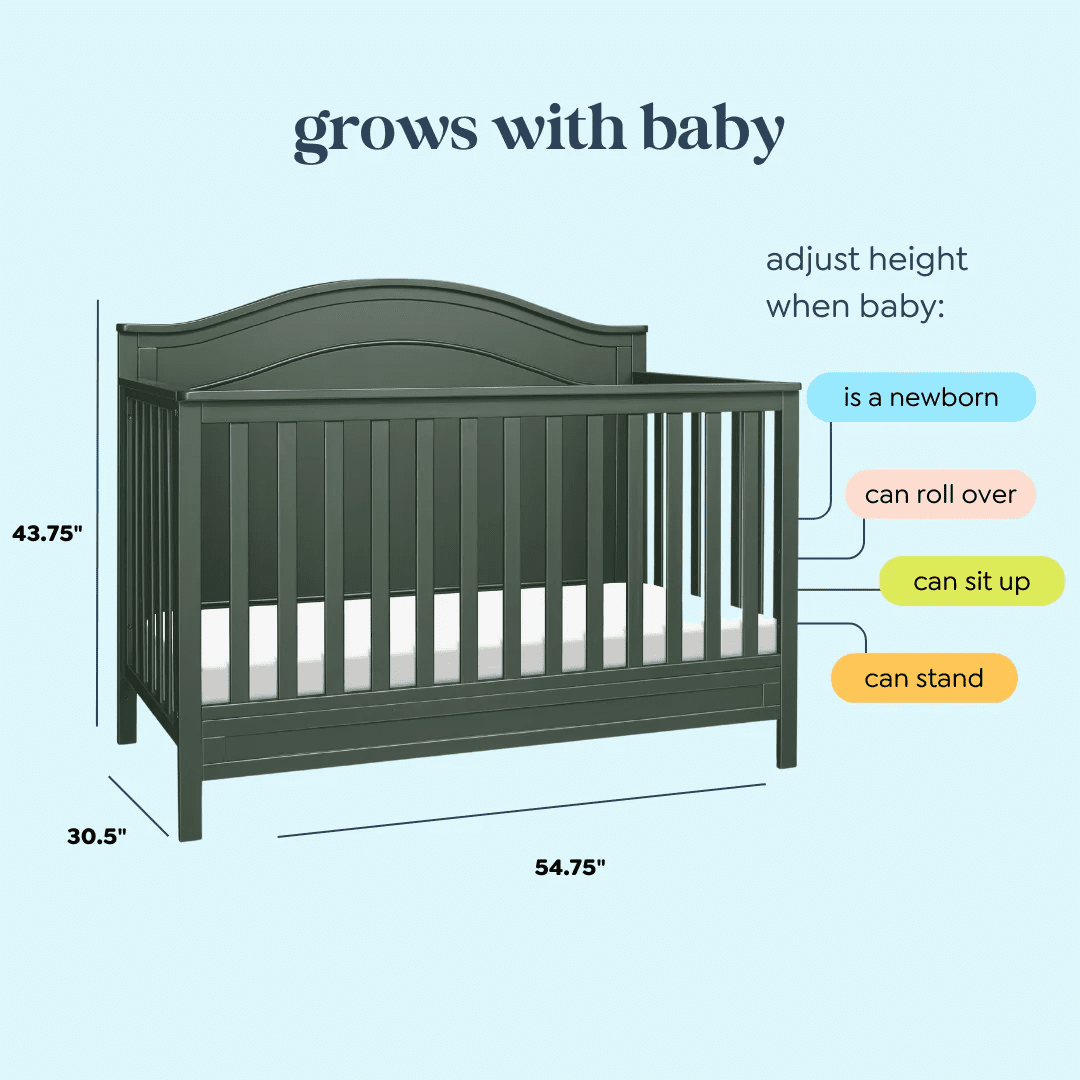 DaVinci Charlie 4-in-1 Convertible Crib, Greenguard Gold Certified, Forest Green