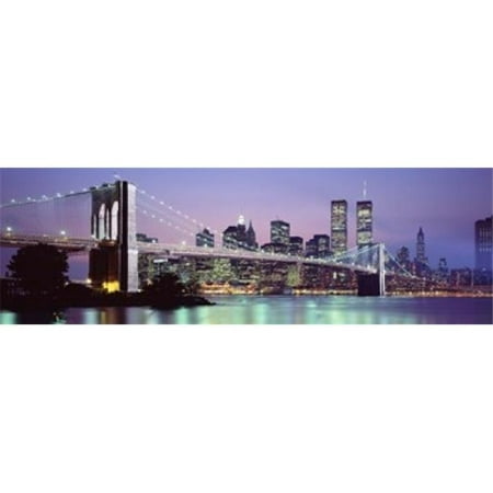Bridge at dusk Brooklyn Bridge East River World Trade Center Wall Street Manhattan New York City New York State USA Poster
