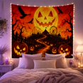 thumbnail image 2 of Vivid Glowing Jack with Lantern Face Triangular Eyes, Spooky Gothic for Gothic Decor Fans, Dark Art Decor, Halloween Gift, Tapestry Wall Hanging for Bedroom and Dorm, 2 of 7