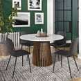 thumbnail image 2 of Pemberly Row Contemporary Round Marble Dining Table in Walnut, 2 of 3