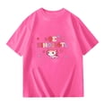 thumbnail image 4 of VNKIDY Boys Girls Kids Child TShirts Casual Letter Grapghic Crewneck Tees Short Sleeve Loose Fit Breathable Top For Daily Outdoor Activities Pink 5-6 Years, 4 of 4