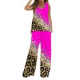thumbnail image 1 of Mikilon Ensemble Élégant pour Femmes 2 Pcs Débardeur Imprimé Décontracté Ample Pantalon Long Sans Manches Col Rond Haut/chemise Ensemble Rose Vif P, 1 of 5