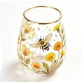 thumbnail image 4 of Hand Painted Dragonfly Lotus Pattern Stemless Glass Tumbler Gold Rim Elegant Clear Beverage Cup For Water Juice Home Table Decoration(Clear-11.3CM), 4 of 6