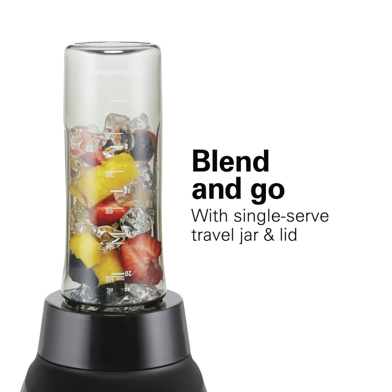 Hamilton Beach Wave Crusher Blender System with 40 oz Jar, 20 oz single  Serve Blend-In Travel Jar & Chopper (58163), Grey & Black 