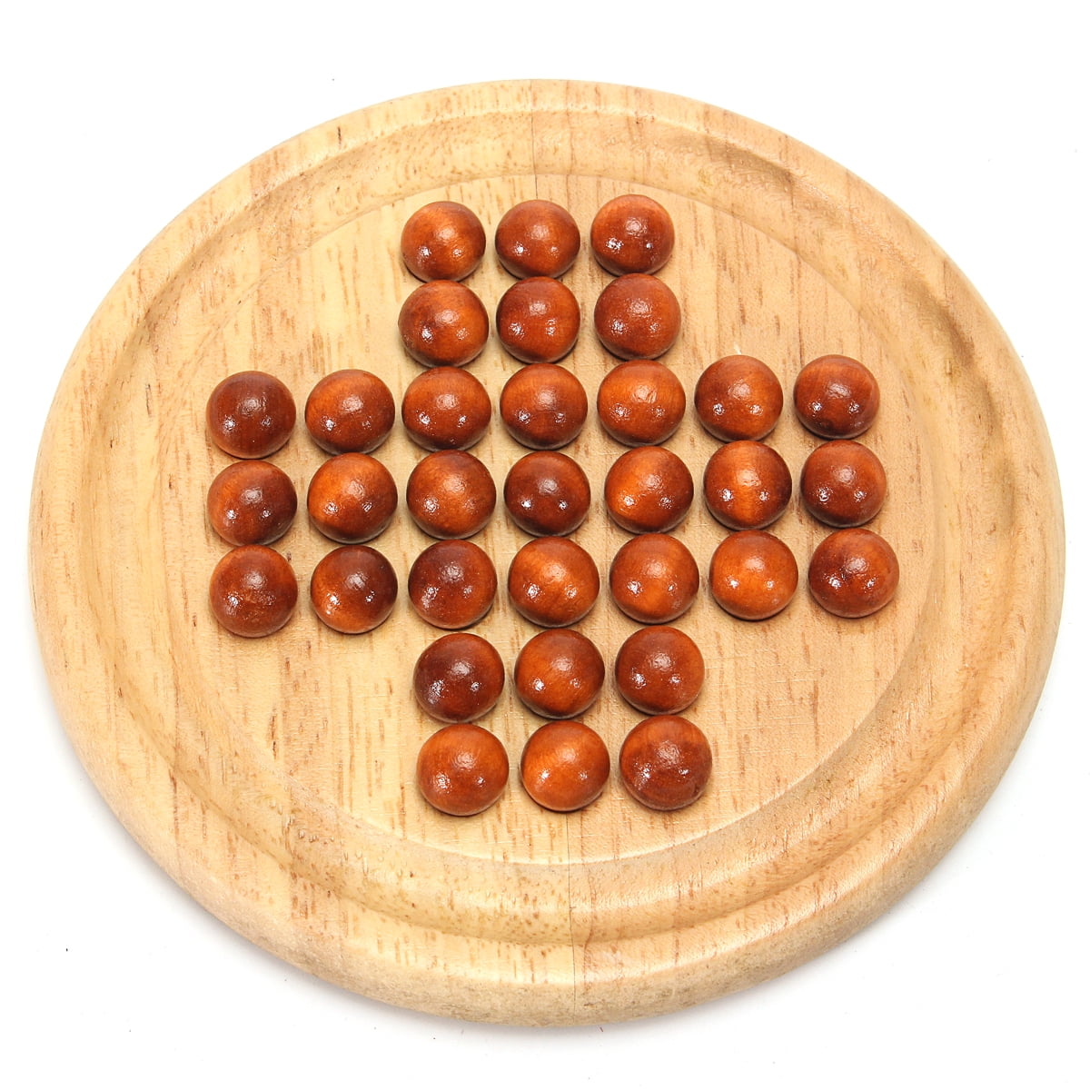 Wooden Solitaire Board Game Children Family Classic Game Supplies Traditional Educational Toy