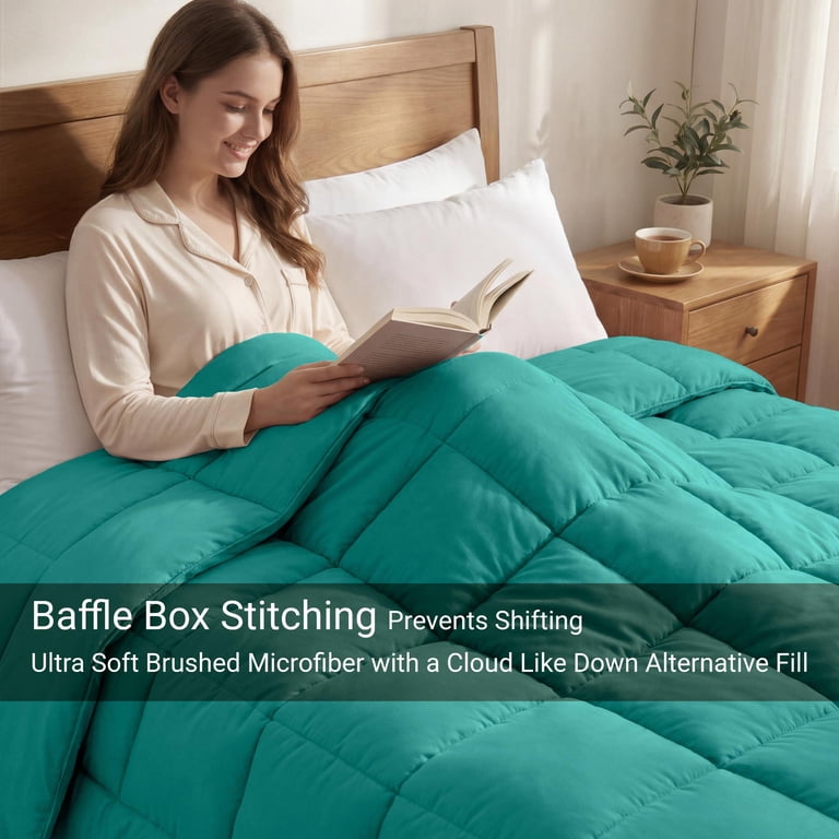 Superior Solid Down-Alternative Comforter Full Turquoise photo 5