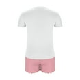 thumbnail image 5 of pstuiky Womens Pajama Set Shorts Fashion Solid Color Lace Comfy Lounge Sets Casual Loose Fit V-Neck Short Sleeve Pajama Sets with Shorts Womens Loungewear Set Pink M, 5 of 7