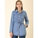 thumbnail image 2 of Chaqueta Vaquera Holgada De Manga Larga Con Lazo En La Cintura Informal Para Mujer Azul polvoriento L, 2 of 6