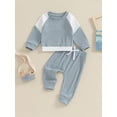 thumbnail image 2 of Bslissey Toddler Baby Boys Girls Clothes Set Long Sleeve Contrast Color Sweatshirt Casual Jogger Pants Tracksuit 2Pcs 6M 12M 18M 24M 3T Infant Casual Daily Outfits, 2 of 9