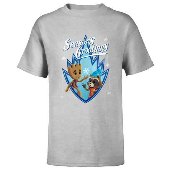 Marvel Guardians of the Galaxy Season’s Grootings Holiday Standard - Short Sleeve T-Shirt for Kids – Customized-Athletic Heather