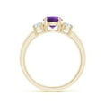 thumbnail image 2 of ANGARA Natural Classic Amethyst and Diamond Three Stone Engagement Ring in 14K Yellow Gold for Women (Size-6mm) | February Birthstone, Anniversary, Jewelry Gift for Women | Natural Amethyst Ring, 2 of 9