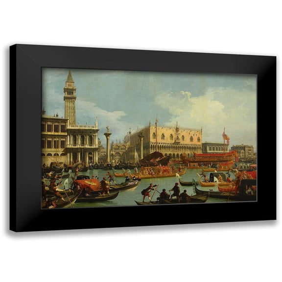 Canaletto 14x11 Black Modern Framed Museum Art Print Titled - The Return of the Bucentaur to the Molo on Ascension Day