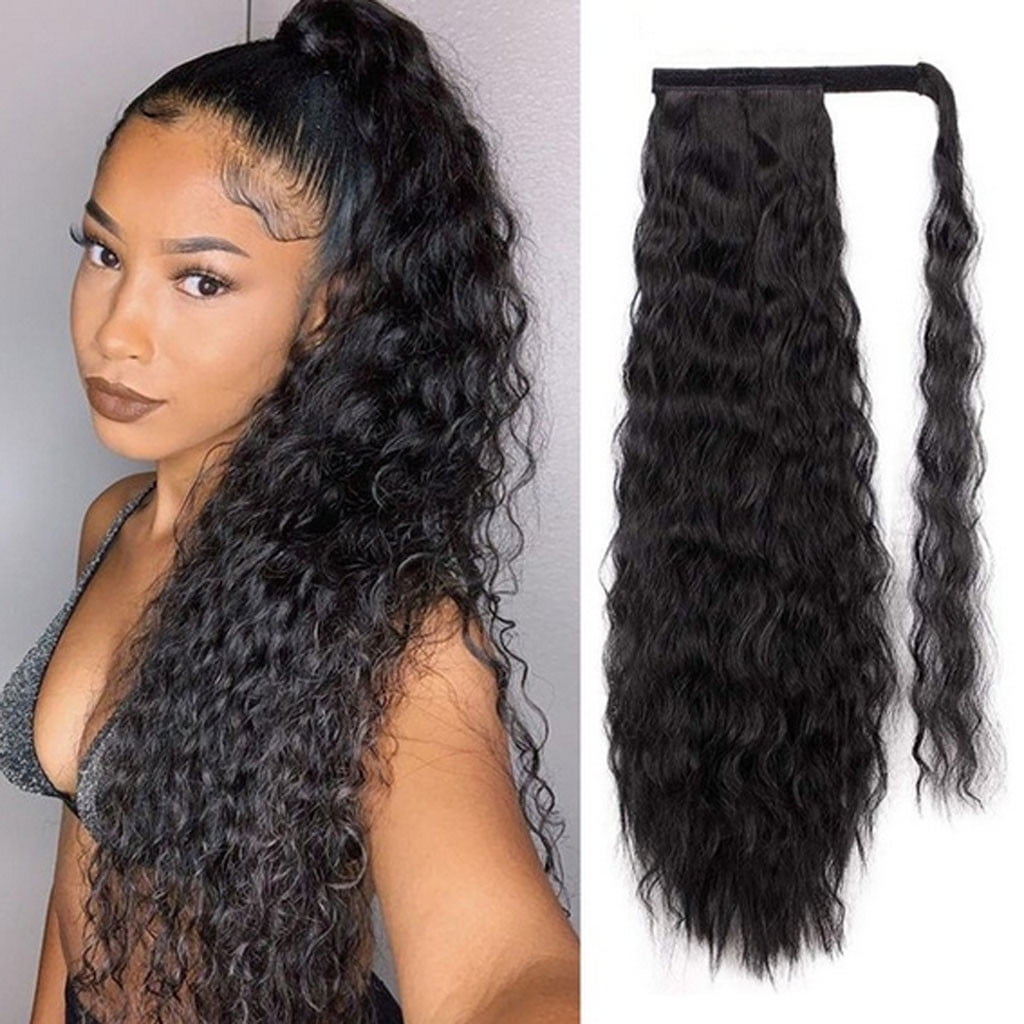 Wavy Kinky Curly Clip In Ponytail Hair Extensions Synthetic Natural Wig
