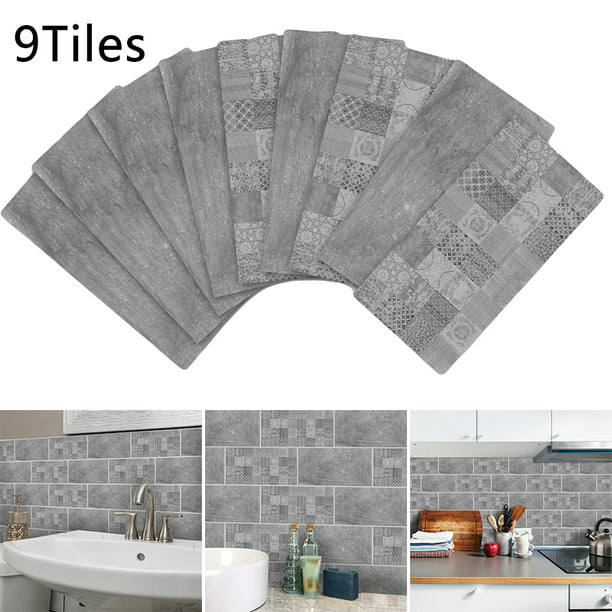 9*DIY Imitation Cement Brick Tiles Stickers Wall Decals Home Decor