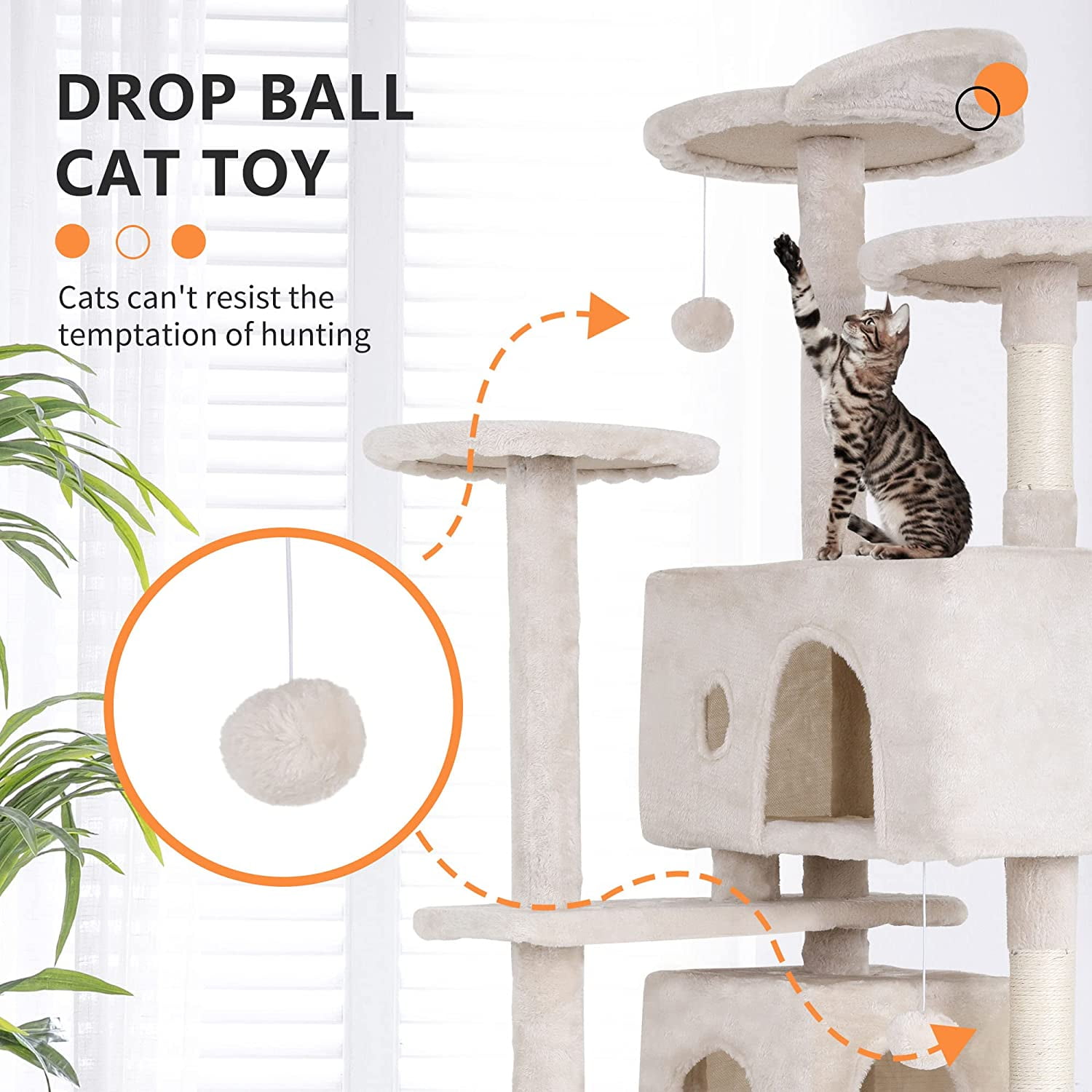 Aazon.co : ECOOL 4in1 Sall Cat Tree,Scratching Post With Tower Soft