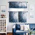 thumbnail image 2 of Abstract Graffiti Kitchen Curtains Valances and Tiers Set of 3 Navy Blue White Oil Painting Style Tier Curtains and Valance with Rod Pocket for Small Windows, 27.5"x36", 2 of 9