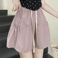 thumbnail image 5 of LEBONYARD Summer Clearance Womens Shorts,Trendy Women's Shorts with Elastic Waist,Womens Large Pocket Elastic High Waisted Loose Wide Leg Workwear Shorts Pink L, 5 of 5
