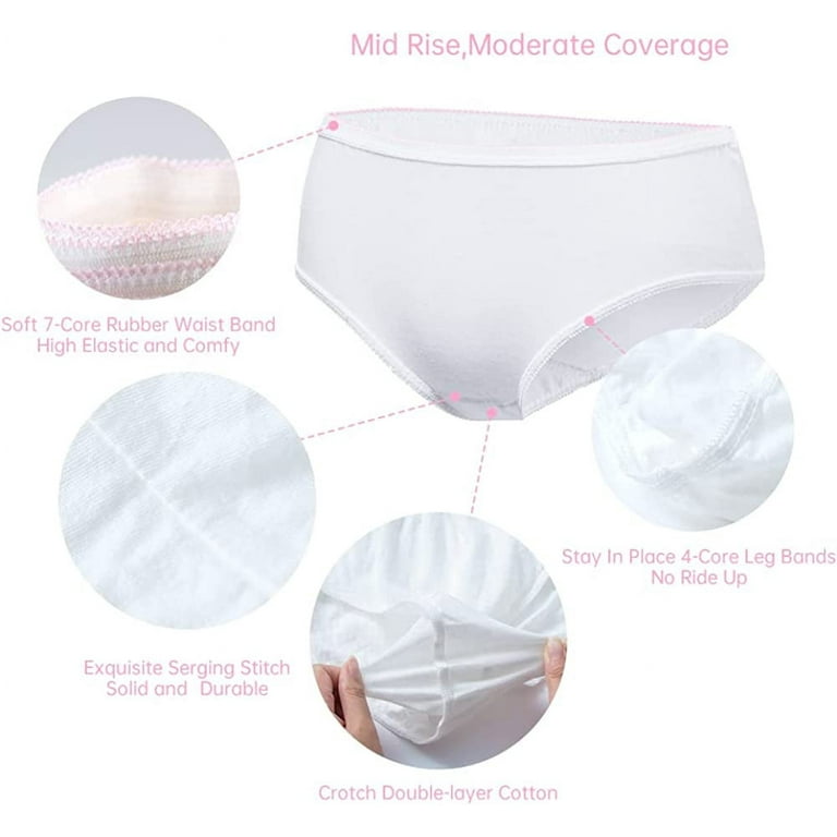 Homgreen 4 Pack Women's Disposable 100% Cotton Underwear Ladies Briefs  Panties for Travel Hotel Spa Hospital Stays Emergencies 