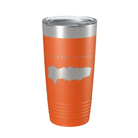 

Grand Lake St. Marys Map Tumbler Travel Mug Insulated Laser Engraved Coffee Cup Ohio 20 oz Orange