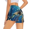thumbnail image 4 of Picia Watercolor Turtle Pattern Women's 2 in 1 Athletic Running Shorts High Waisted Workout Casual Gym Sweat Shorts with Comfy Liner Zipper Pockets-X-Large, 4 of 9