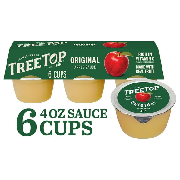 Tree Top Original Apple Sauce Cups, Made with Real Fruit, 4 oz, 6 Count