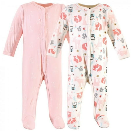 UPC: 0660168168884 | Hudson Baby Infant Girl Cotton Snap Sleep and Play 2pk Girl Forest 0-3 Months