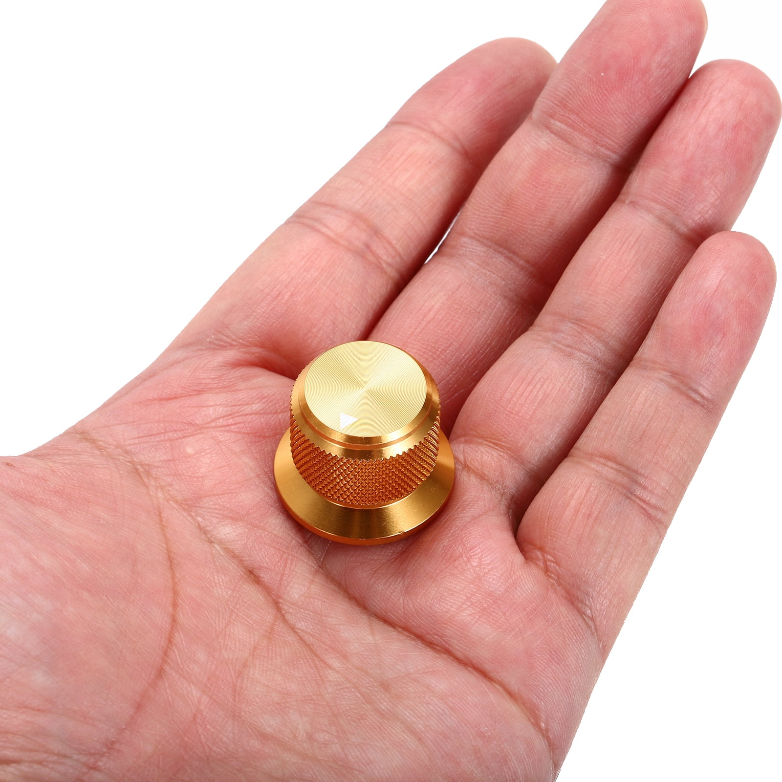 Uxcell 6 Pcs Aluminium Potentiometer Knobs, 1/4" (6mm) Universal Volume Tone Control Knobs with Arrow Indicator for Guitar, Bass, 3/4" Gold
