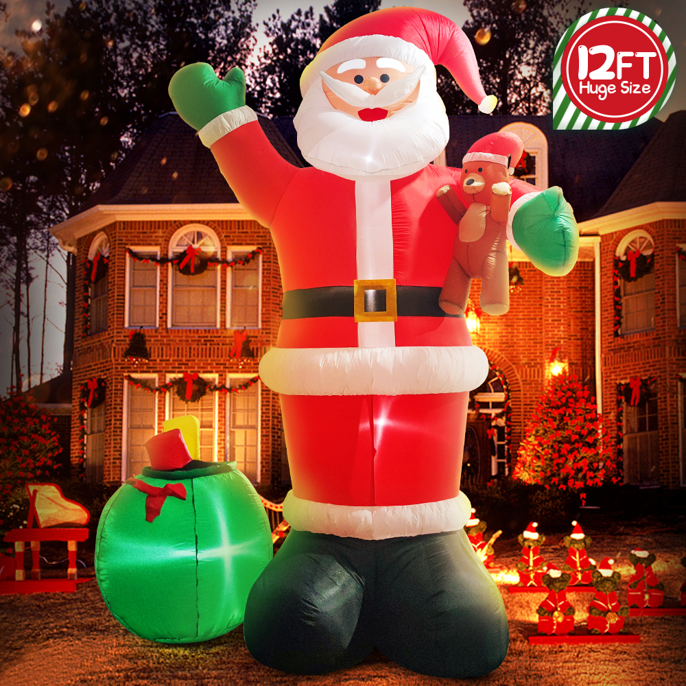 DiiKoo 12 FT Huge Christmas Inflatable Santa Claus Carrying Gift Bag