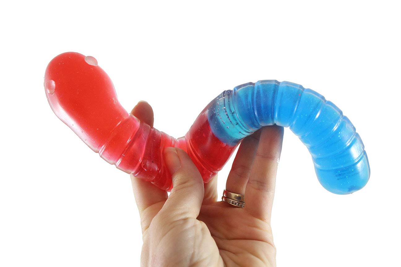 1 Jumbo Gummy Worm - Large Squishy Sensory Gooey Fidget Toy - Realistic - Looks Like the Candy - But Not Edible Stress, Squeeze Giant ADHD Special Needs Soothing (Random Color) - image 4 of 6