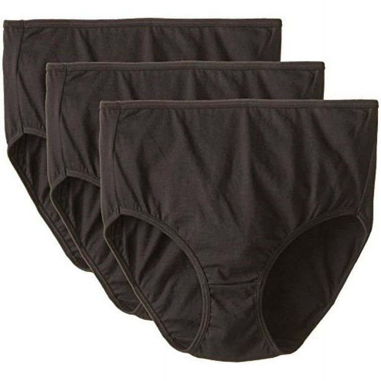 Bali Luxe 4-Pack Super Soft Black Briefs Stretch Cotton Brief Panties w/  Plush Waistband Size 6 (39-40) 