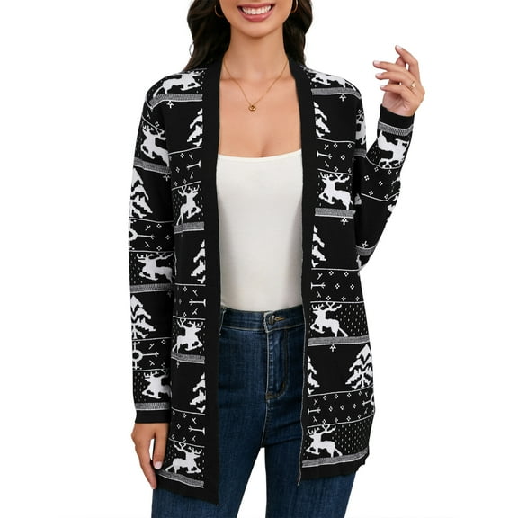 Yesfashion Women's Cute Cardigan Ugly Christmas Sweaters for Women 2025 Long Sleeve Sweater