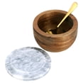 thumbnail image 3 of jalz jalz Large Acacia Wood Salt Box with Marble Lid, 3 of 5