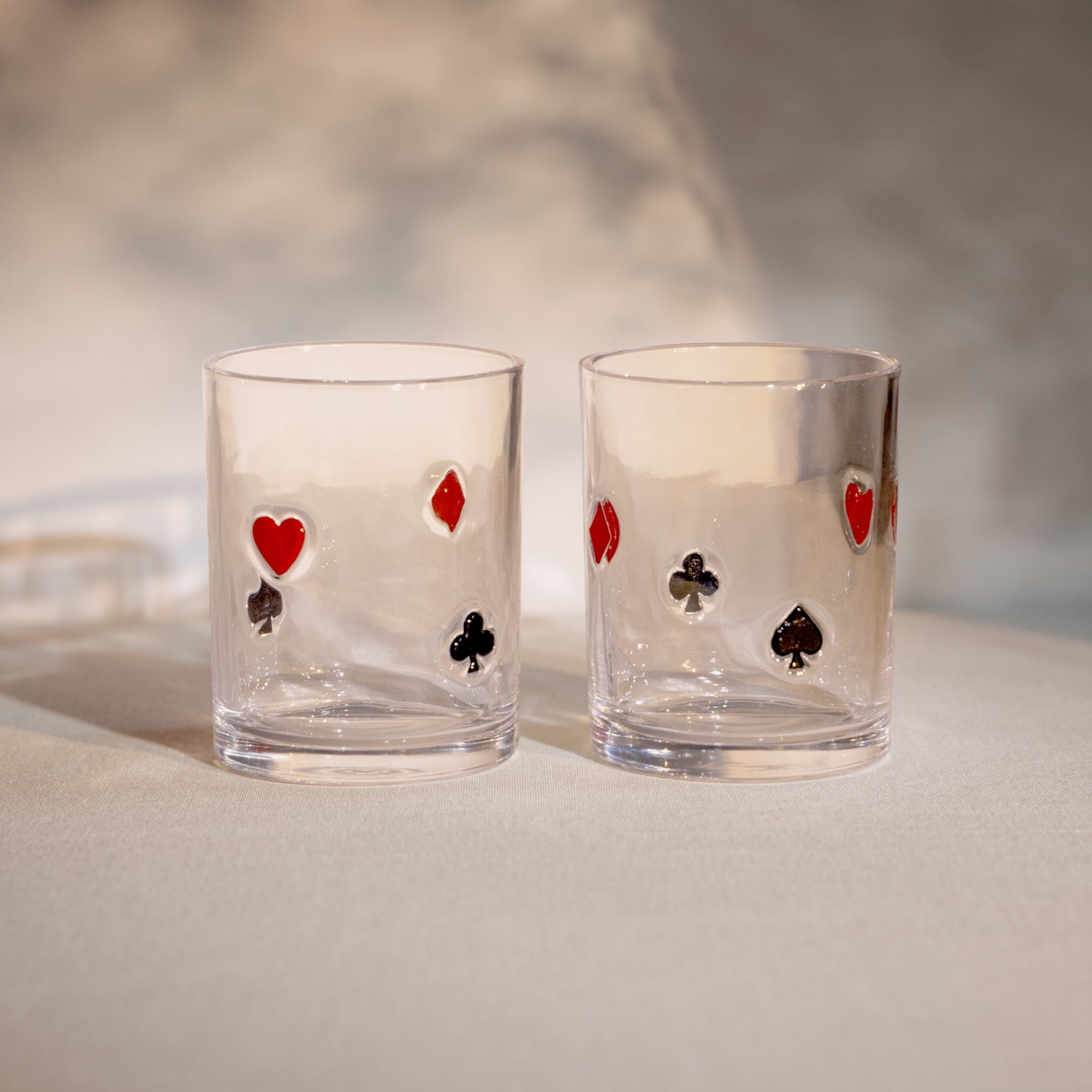 Thyme & Table 12 fl oz Card Suits Charm Drinking Glasses, Set of 2