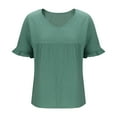 thumbnail image 5 of Mittory Womens Tops Casual V Neck Ruffle Sleeve T Shirts Babydoll Loose Fit Peplum Tops, 5 of 7