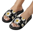 thumbnail image 5 of GZHJMY Stylish Slides for Women Men, White Chrysanthemums on Black Background Soft Flexible Slip-on Sandals Slippers, 5 of 7