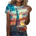 thumbnail image 2 of Cavosen American Flag Tops for Women Petite Independence Day Short Sleeve Round Neck T Shirts USA Star Striped Graphic Tops Lady XL 4th of July Casual T Shirts Red White and Blue Tunic Tees, 2 of 5