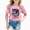 thumbnail image 4 of kpoplk Girls USA Shirts Kids 4th of July Shirts American Flag Tshirt Patriotic Top Independence Day Outfit(Pink,9-10 Y), 4 of 5