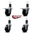 thumbnail image 2 of 3.5 Inch Hard Rubber Swivel 1-5/8 Inch Expand Stem Caster Set 2 Brakes, 2 of 2