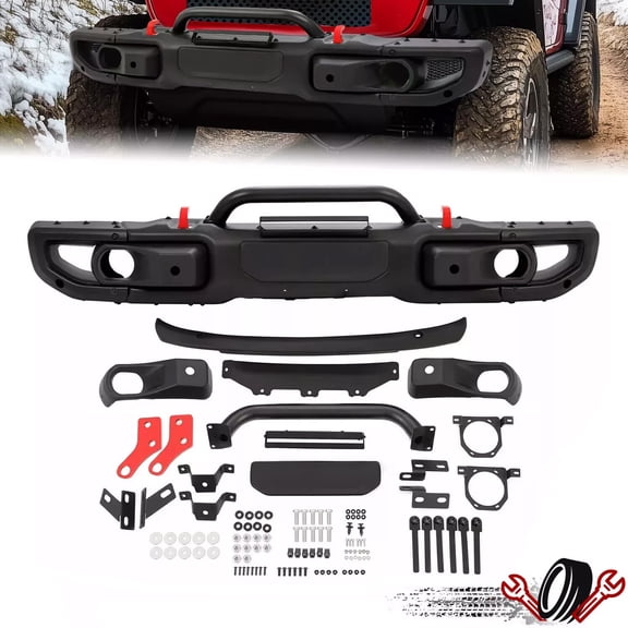 For Jeep Wrangler JK Rubicon 2007-2018 10th Anniversary Style Front Bumper Black