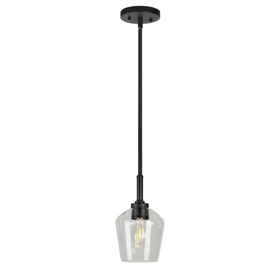Chalice 1-Light Black Mini Pendant with Clear Glass