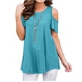 thumbnail image 4 of Camiseta de manga corta con cuello redondo y hombros descubiertos camiseta de talla grande Eccomum  Verde militar L, 4 of 4